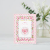 Hibiscus & kant ROZE Briefkaart (Staand voorkant)