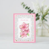 Hibiscus & kant ROZE Briefkaart (Staand voorkant)