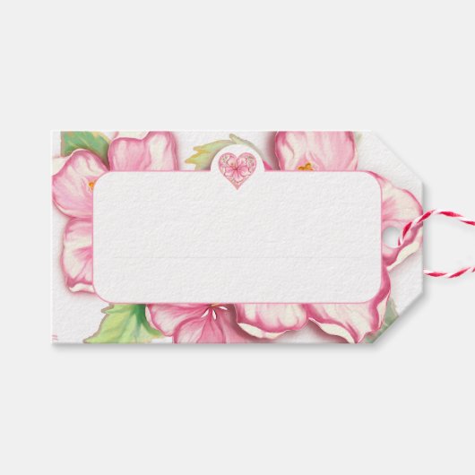Hibiscus & kant ROZE Cadeaulabel (Voorkant (Horizontaal))