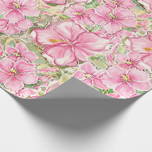 Hibiscus & kant ROZE Cadeaupapier (Hoek)