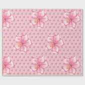 Hibiscus & kant ROZE Cadeaupapier (Vlak)