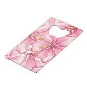 Hibiscus & kant ROZE Creditkaart Flessenopener (Voorkant Gekanteld)