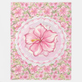 Hibiscus & kant ROZE Fleece Deken (Voorkant)