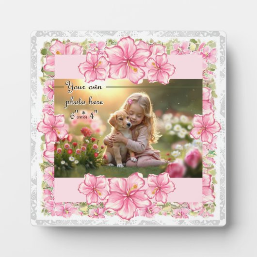 Hibiscus & kant ROZE Fotoplaat (Voorkant)