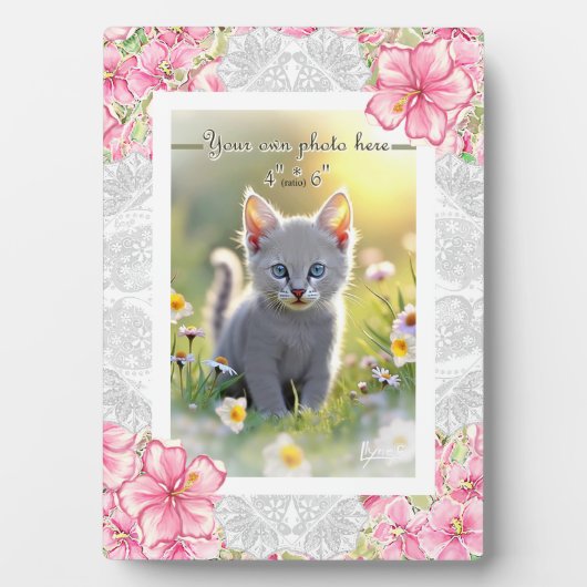 Hibiscus & kant ROZE Fotoplaat (voorkant)