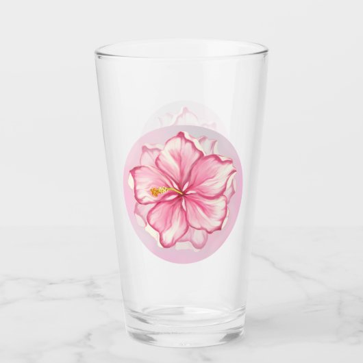 Hibiscus & kant ROZE Glas (Voorkant)