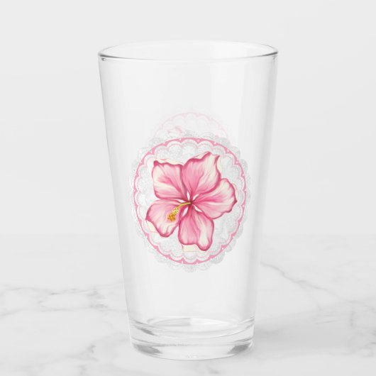 Hibiscus & kant ROZE Glas (Voorkant)