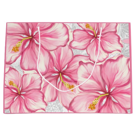 Hibiscus & kant ROZE Groot Cadeauzakje (Voorkant)