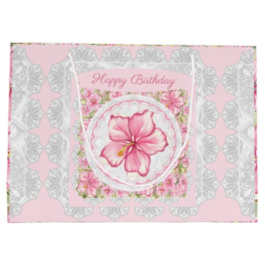 Hibiscus & kant ROZE Groot Cadeauzakje (Achterkant)