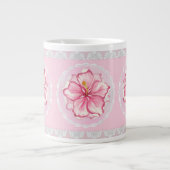 Hibiscus & kant ROZE Grote Koffiekop (Voorkant)