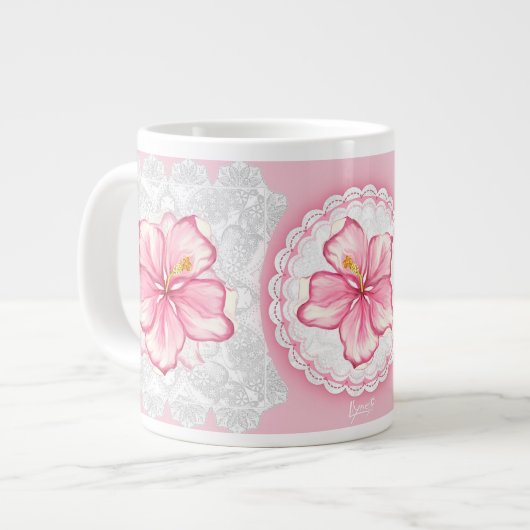 Hibiscus & kant ROZE Grote Koffiekop (Links)