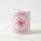 Hibiscus & kant ROZE Grote Koffiekop (Voorkant)