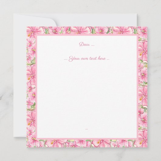 Hibiscus & kant ROZE Kaart (Achterkant)
