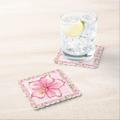 Hibiscus & kant ROZE Kartonnen Onderzetters (Insitu)