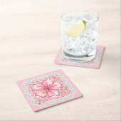 Hibiscus & kant ROZE Kartonnen Onderzetters (Insitu)