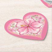 Hibiscus & kant ROZE Kartonnen Onderzetters (Gekanteld)