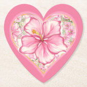 Hibiscus & kant ROZE Kartonnen Onderzetters (Voorkant)