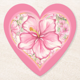 Hibiscus & kant ROZE Kartonnen Onderzetters