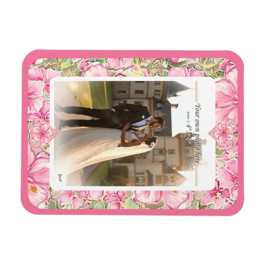 Hibiscus & kant ROZE Magneet (Horizontaal)