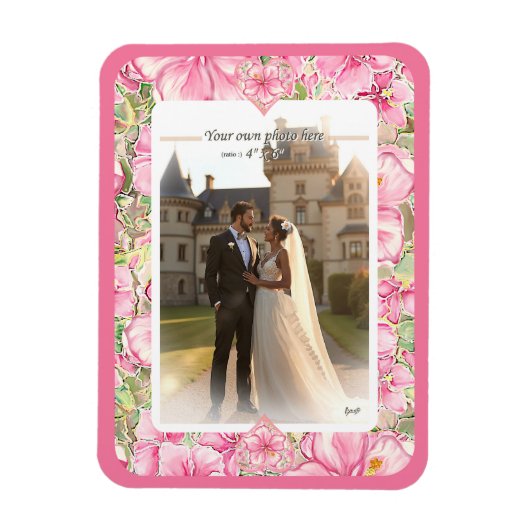 Hibiscus & kant ROZE Magneet (Verticaal)