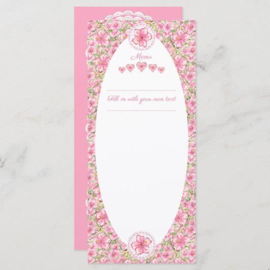 Hibiscus & kant ROZE Menu (Voorkant / Achterkant)