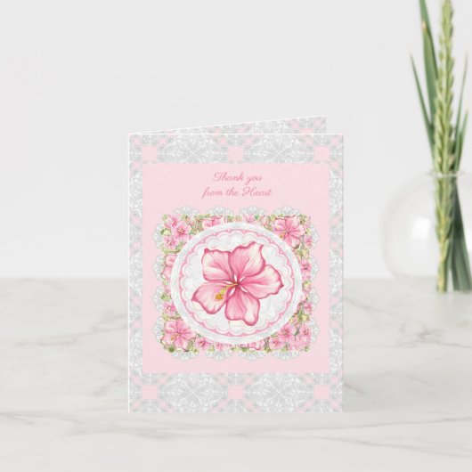 Hibiscus & kant ROZE Notitiekaartje (Voorkant)