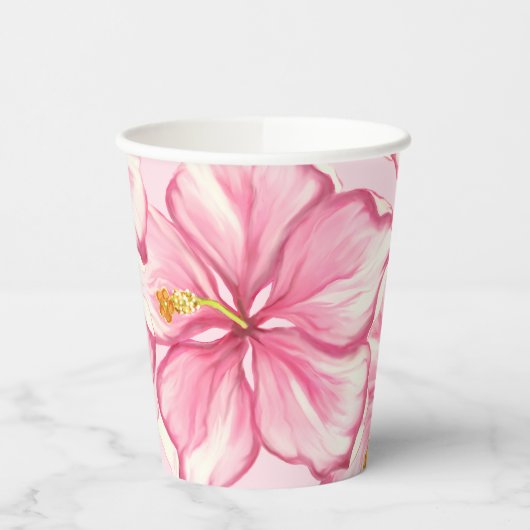 Hibiscus & kant ROZE Papieren Bekers (Links)