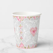 Hibiscus & kant ROZE Papieren Bekers (Achterkant)