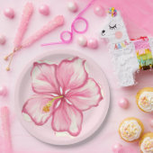 Hibiscus & kant ROZE Papieren Bordje (Feest)