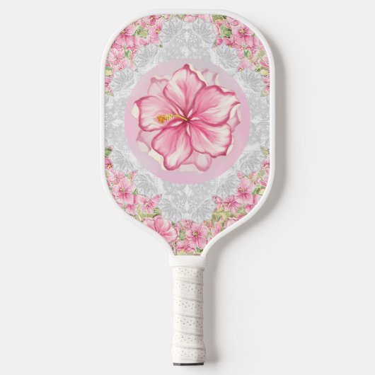 Hibiscus & kant ROZE Pickleball Paddle (Voorkant)