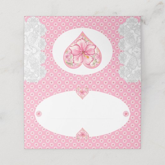 Hibiscus & kant ROZE Plaatskaartje (Buitenkant ongevouwen)