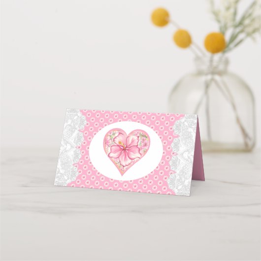 Hibiscus & kant ROZE Plaatskaartje (Achterkant)