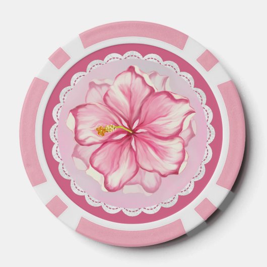 Hibiscus & kant ROZE Poker Chips (Achterkant)
