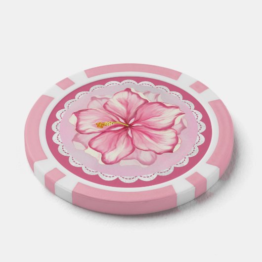 Hibiscus & kant ROZE Poker Chips (Enkel)