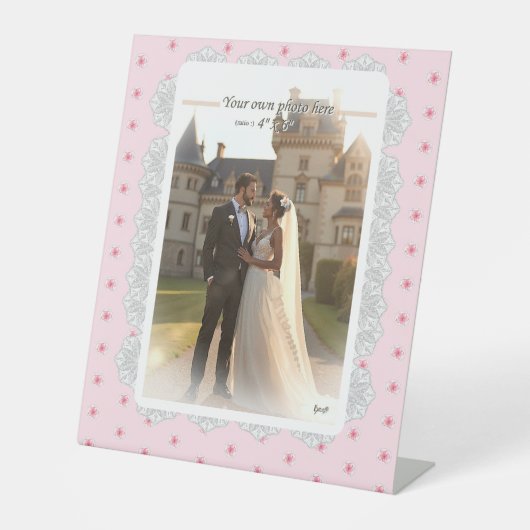 Hibiscus & kant ROZE Reclamebord Met Voetstuk (Voorkant)