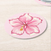 Hibiscus & kant ROZE Ronde Kartonnen Onderzetter (Gebogen)