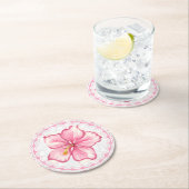 Hibiscus & kant ROZE Ronde Kartonnen Onderzetter (Insitu)