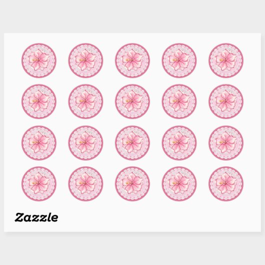 Hibiscus & kant ROZE Ronde Sticker (Vel)