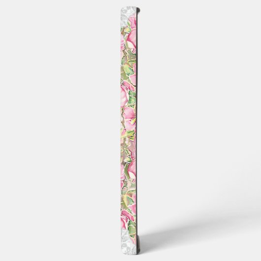 Hibiscus & kant ROZE Samsung Galaxy Hoesje (Linkerkant)