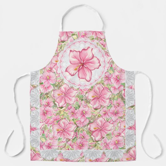 Hibiscus & kant ROZE Schort (Voorkant)