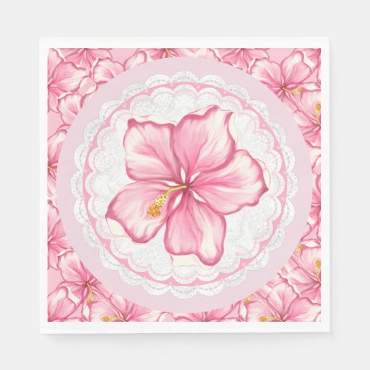Hibiscus & kant ROZE Servet (Voorkant)