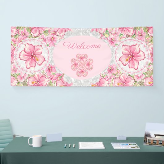 Hibiscus & kant ROZE Spandoek (Beurs)