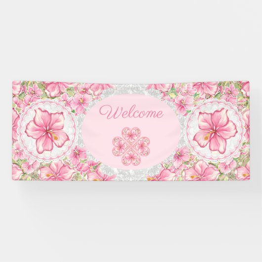 Hibiscus & kant ROZE Spandoek (Horizontaal)