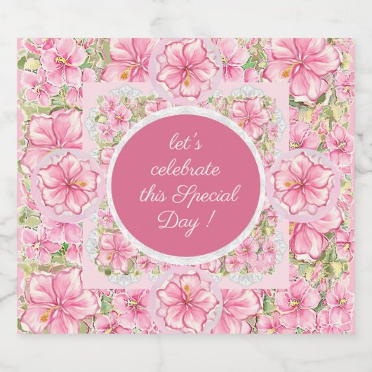 Hibiscus & kant ROZE Sparkling Wijnetiket (Enkel label)