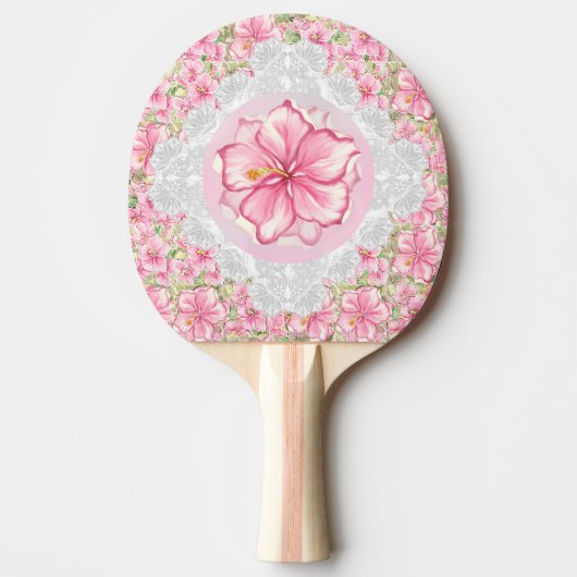 Hibiscus & kant ROZE Tafeltennisbatje (Voorkant)