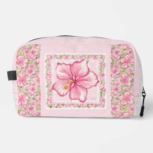 Hibiscus & kant ROZE Toilettasje (Voorkant)