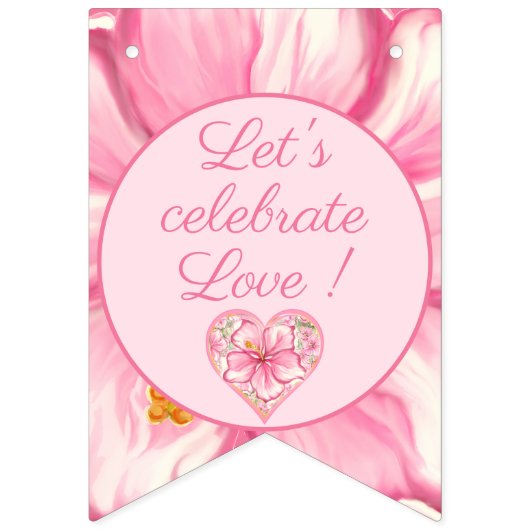 Hibiscus & kant ROZE Vlaggetjes (Tweede vlag)