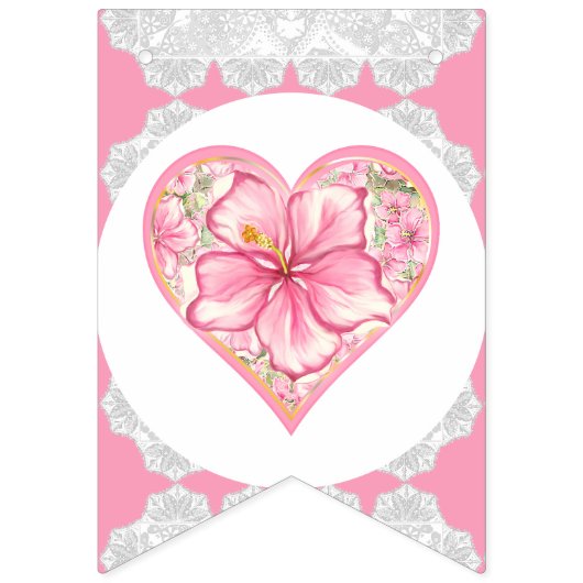 Hibiscus & kant ROZE Vlaggetjes (Eerste vlag)