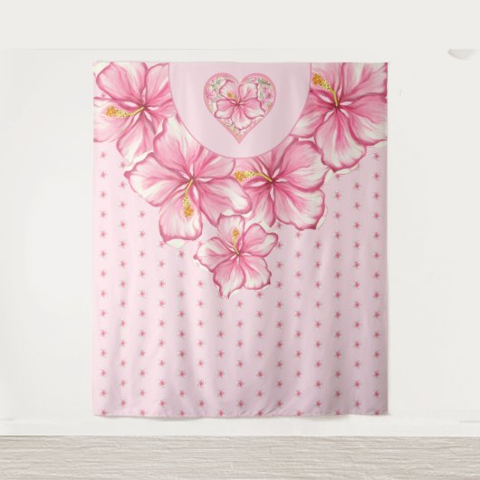 Hibiscus & kant ROZE Wandkleed (Voorkant)