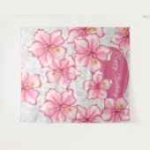 Hibiscus & kant ROZE Wandkleed (Voorkant (horizontaal))